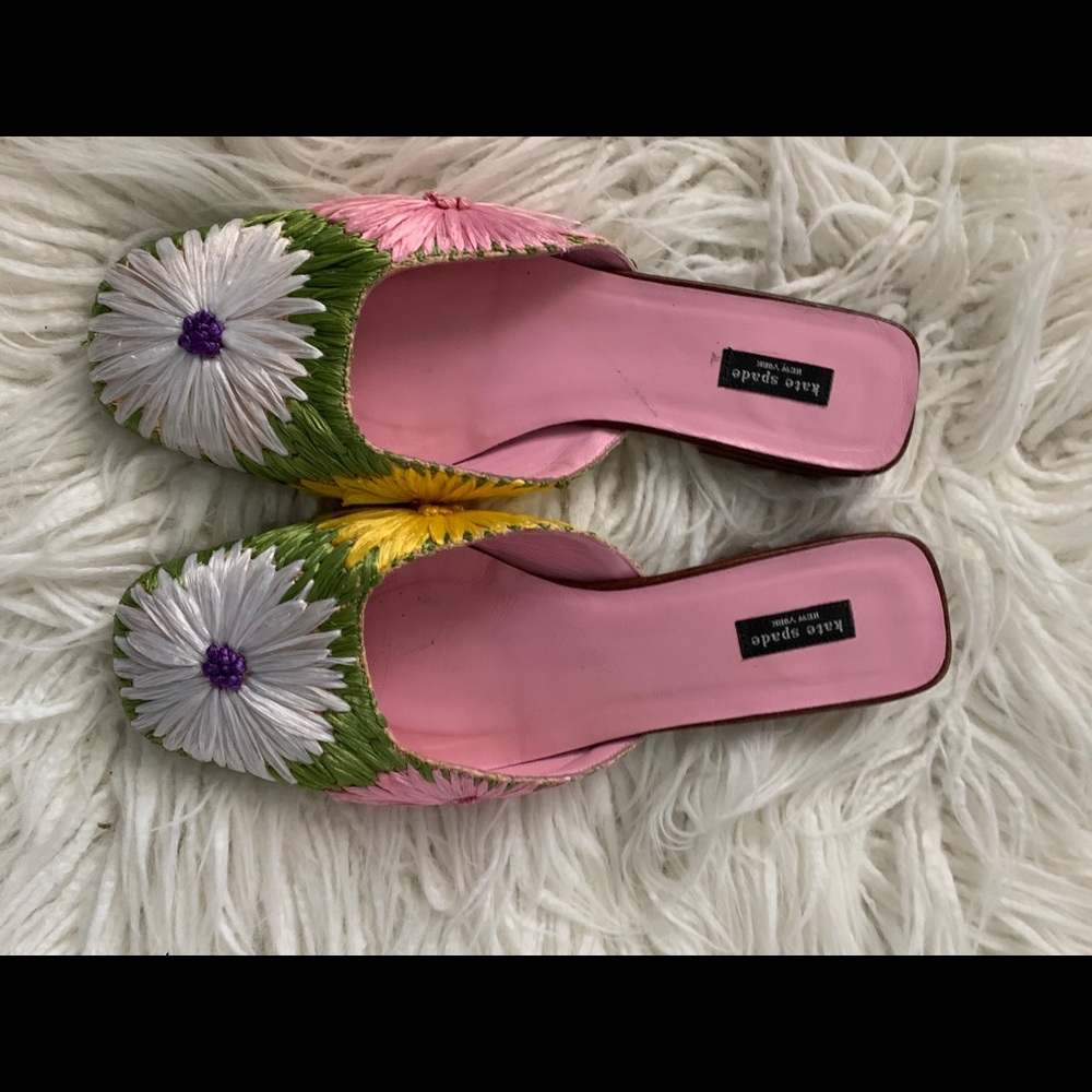 Kate Spade raffia slides 8.5